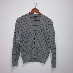 Spring + Mercer Gray Striped Button Front Cardigan Sweater Size S